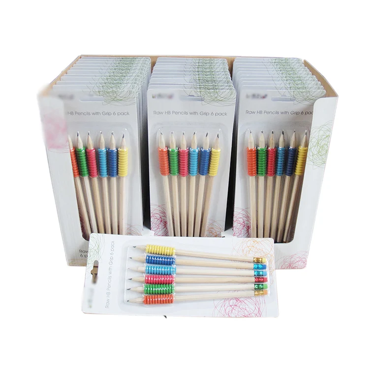 2020 New Arrival High Quality Wholesale Raw Wood HB Pencil Crayons Wood Pre Sharpen Wood Pencil with Grip