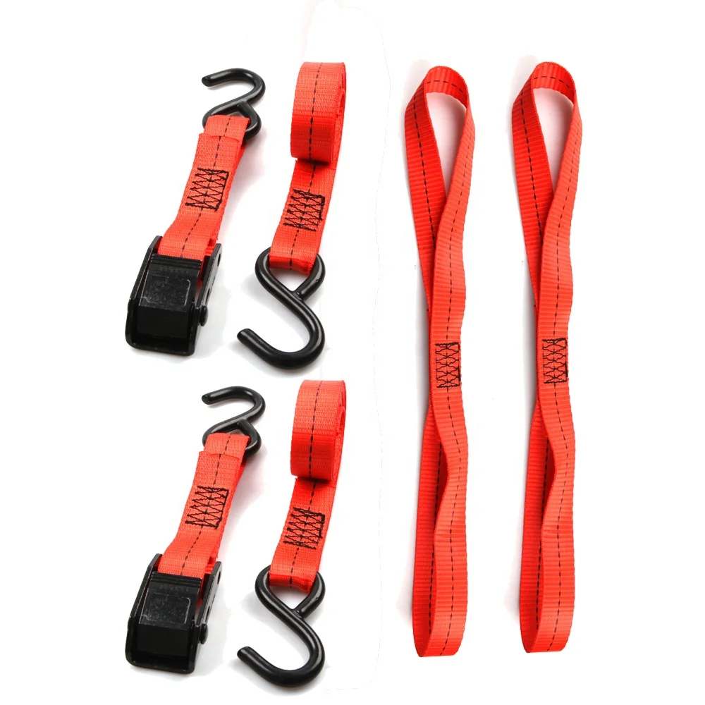 2pcs 1' 25mm black metal cam buckle lashing tie down strap with 40cm colourful polyester webbing soft loop set