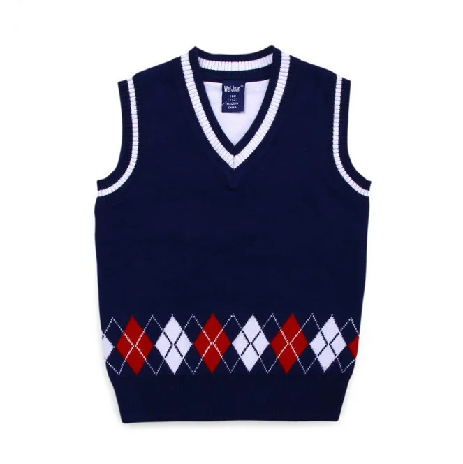 
Classic primary school kids clothing, woolen sweater designs for children, children vest 