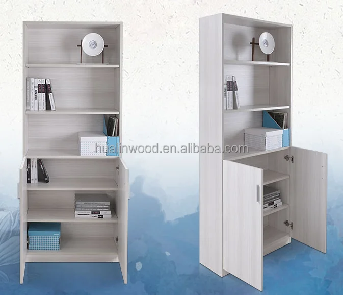 Particle board KD Design melamine colors bookcase/book shelf with doors