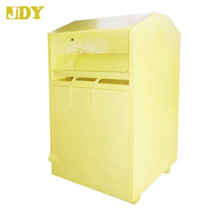 Powder Coated Durable Thick Galvanized Steel Sheet Metal Donation Recycling Bins for Books, Clothing, Shoes