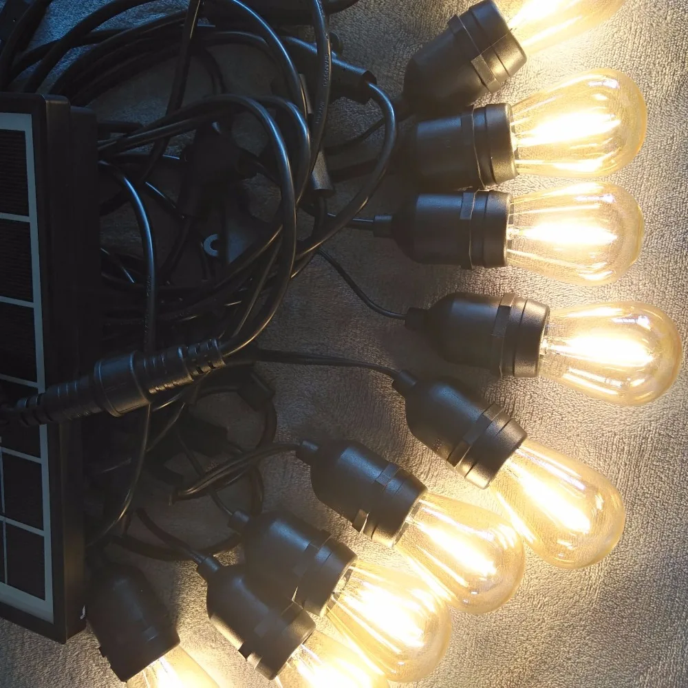 S14 48ft  IP65 Waterproof LED Filament String Lights With US/EU Male And Plug 120V/220V E26