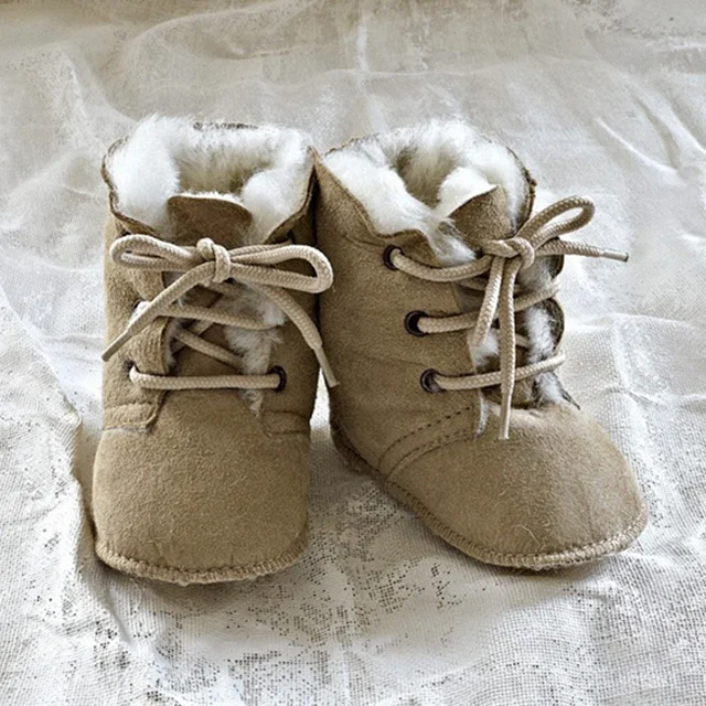 2018 Hot Winter Leather Baby Boots Children Sheepskin Leather Shoes