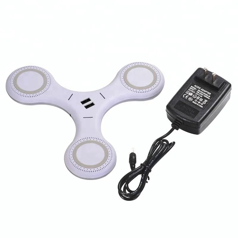 
2018 Fantasy Laser Logo 5V 2A Triangle Flying Saucer 3 in 1 5W Qi Wireless Charger Fast For iPhone X For Samsung 