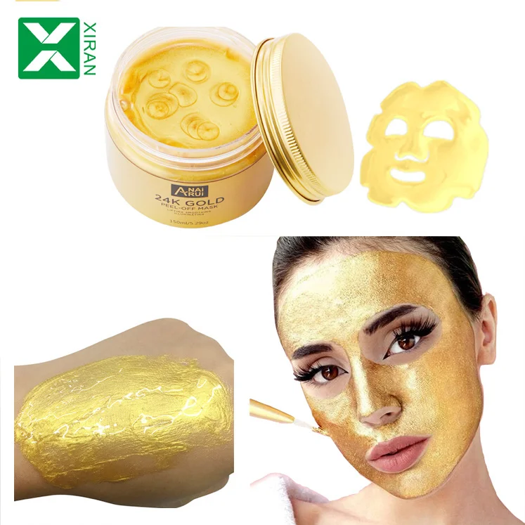 Private label 24k gold collagen crystal peel off facial mask deep cleaning peel off 24 k facial gold mask