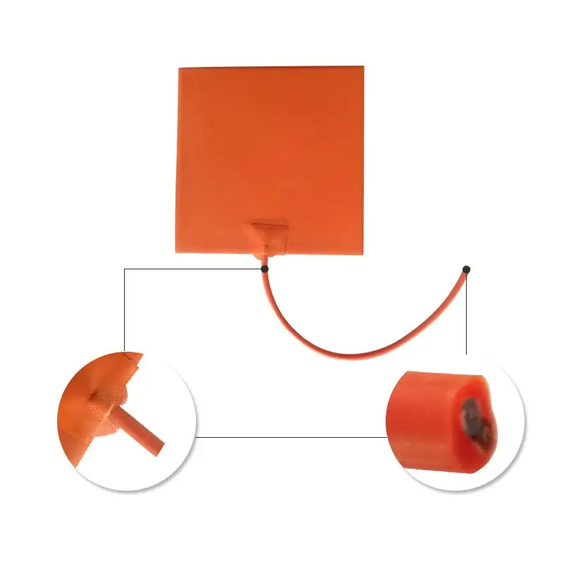 220V 500W 400*400*1.5mm Silicone Heating Element For Pizza Hot Food Delivery Bag 3M adhesive wire 500mm form middle of side