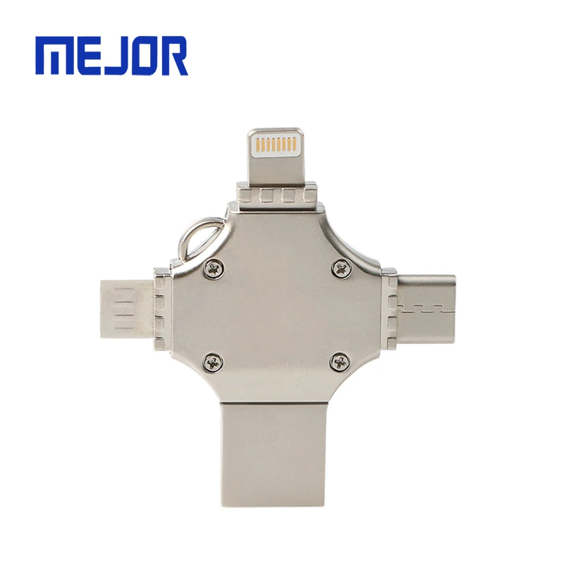 Cross shape 4 in 1 pen drive 64Gb Smart phone 3.0 IOS type-c memory stick 32g flash micro OTG USB