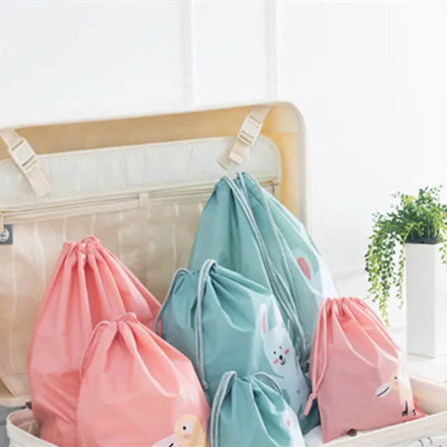Cute design polyester cloth shoe traveling drawstring bag