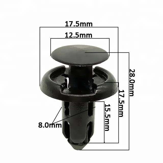 Universal 100PCS 8mm Automotive Plastic Push Type Fastener for Car bumper Mudguard fixing Clips