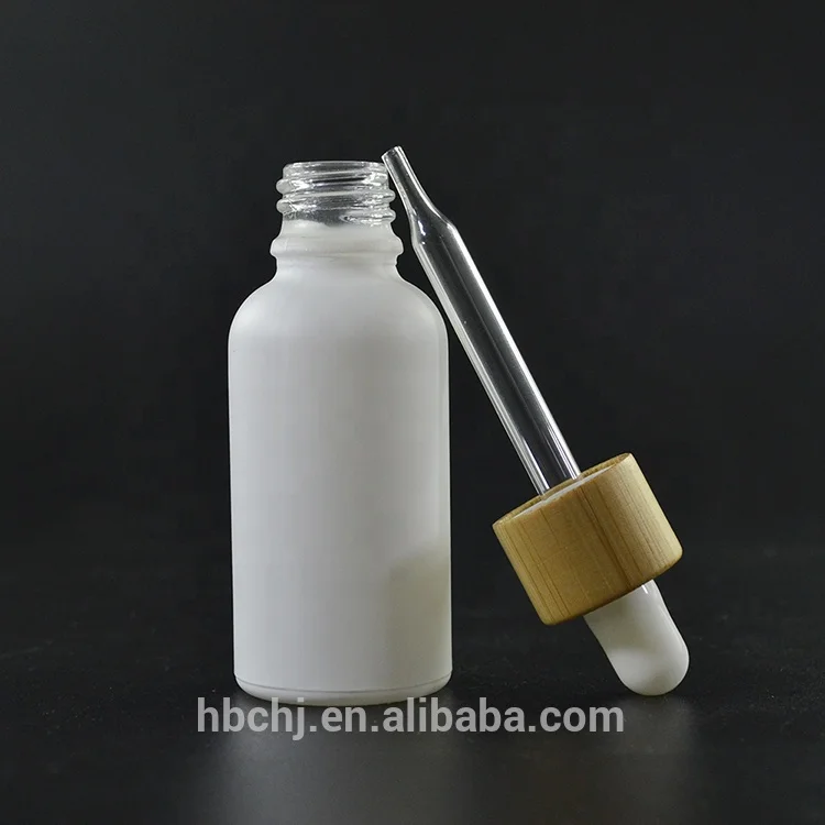 5ml 10ml 15ml 20ml 30ml 50ml 60ml 100ml matte White opaque black Frosted Glass dropper Bottle with Bamboo lid