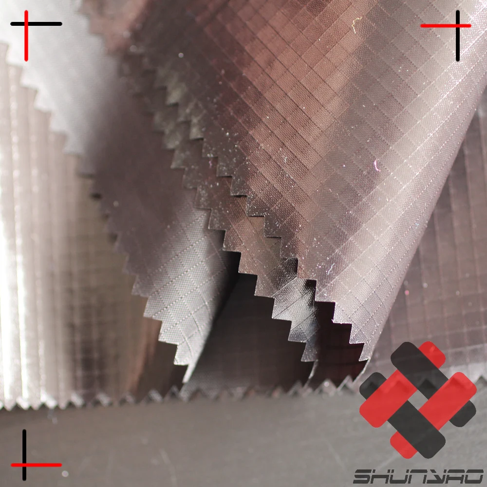nylon ripstop fabric foil silver shiny pu coating