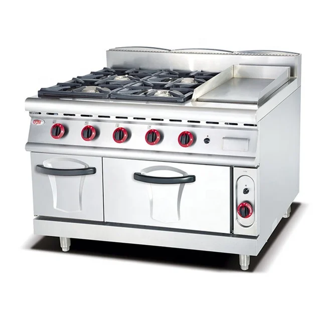 
Free standing Stainless Steel 4 Burner Gas Cooking Stove With Oven for hotel 