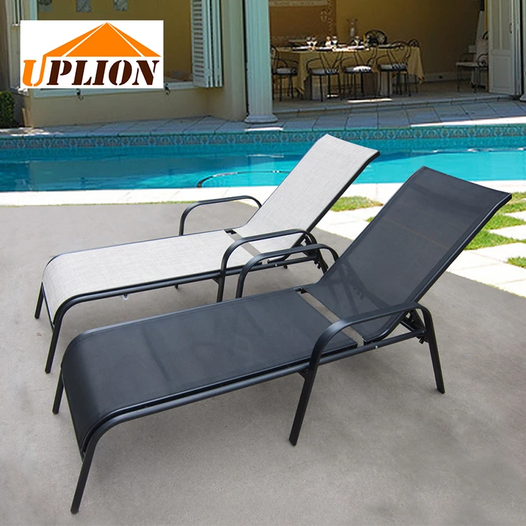 Uplion Unique Outdoor Aluminum Frame Sun Lounger Metal Patio Chaise Lounge Chair for Beach or Hotel Leisure Use