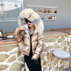 Women Winter Coat 2018 New Ultra Light Duck Down Hooded Raccoon Fur Jacket Oversized Puffer Jacket Portable Windproof Down Coat