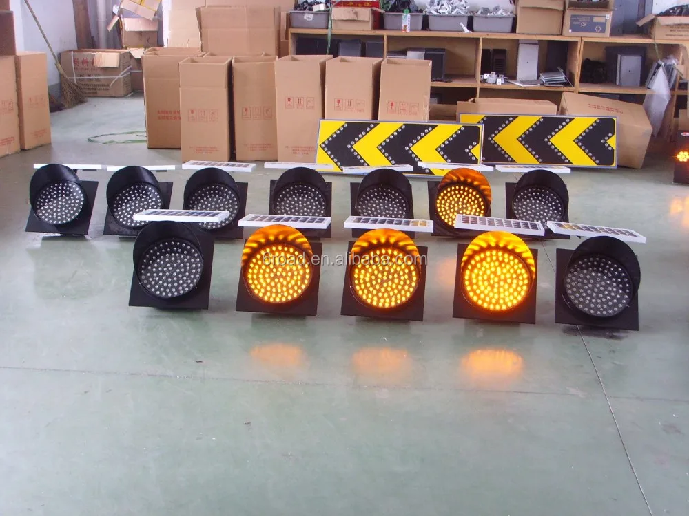CE Flashing solar panel yellow traffic signals led lights, Yellow Flasher Light