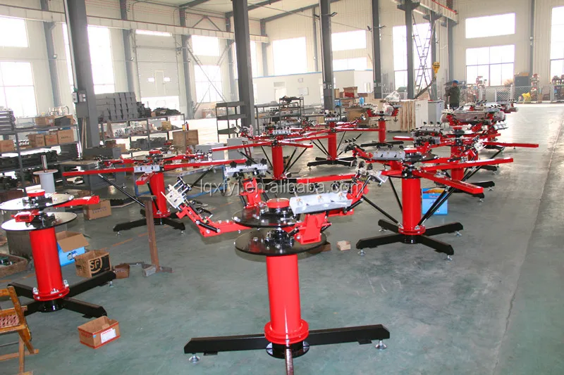 Manual textile screen printing machine / 4 color rotary multi-color screen printing machine