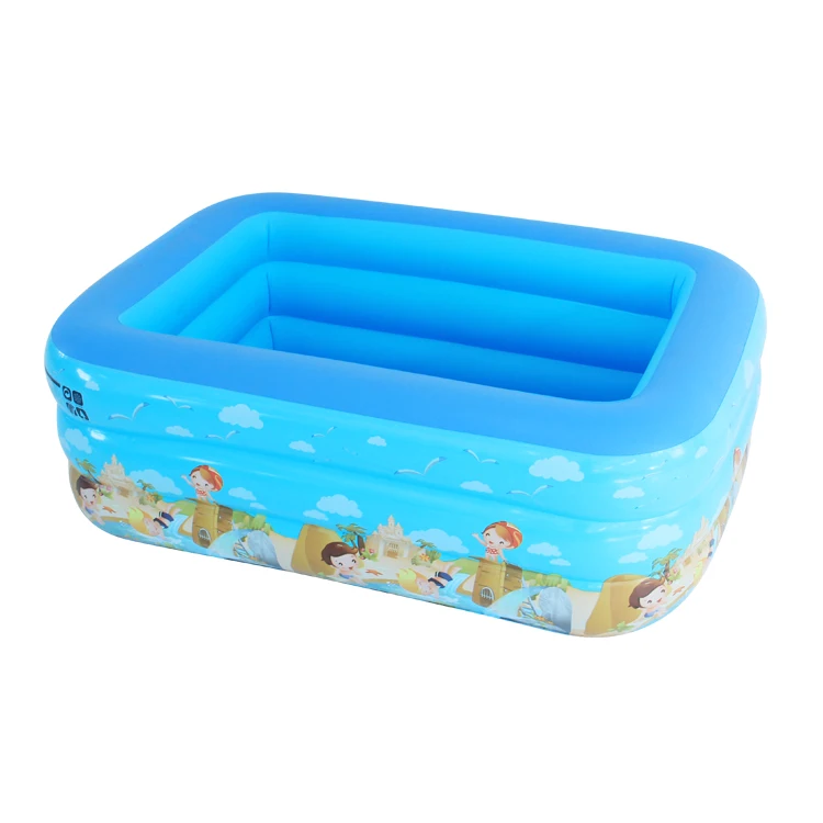 Blow Up Rectangular Kiddie Pool Small Inflatable Swimming Pool for Kids