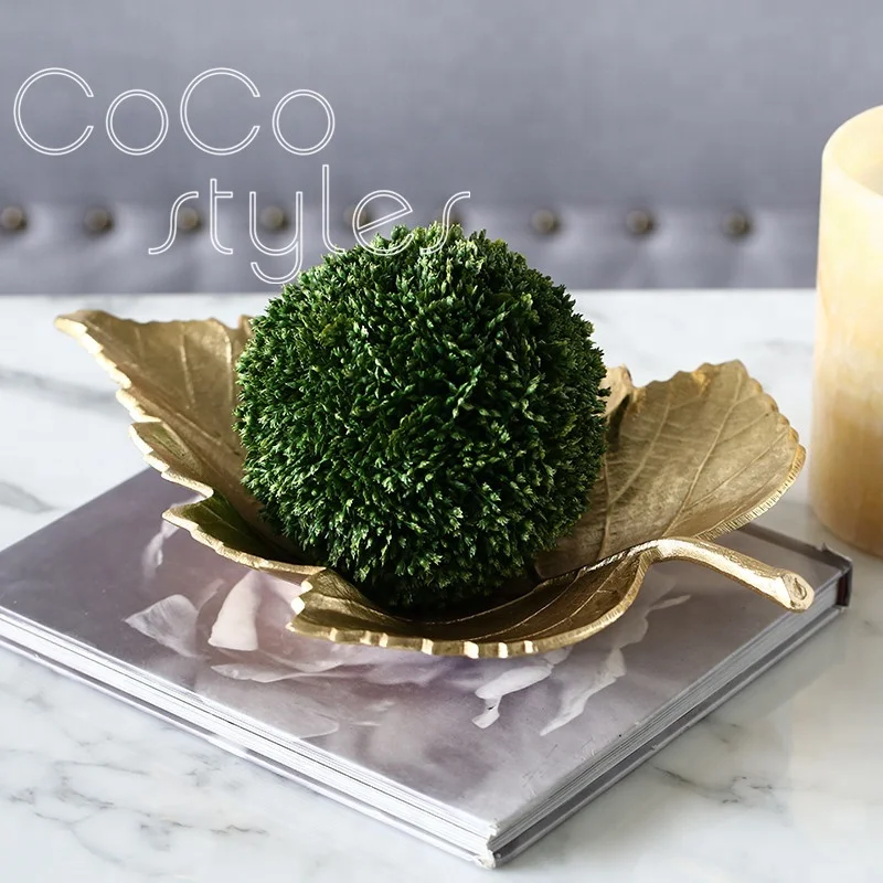 
Cocostyles creative brass golden leaf shape tray for art style wedding party hotel nordic home decoration pieces modern 