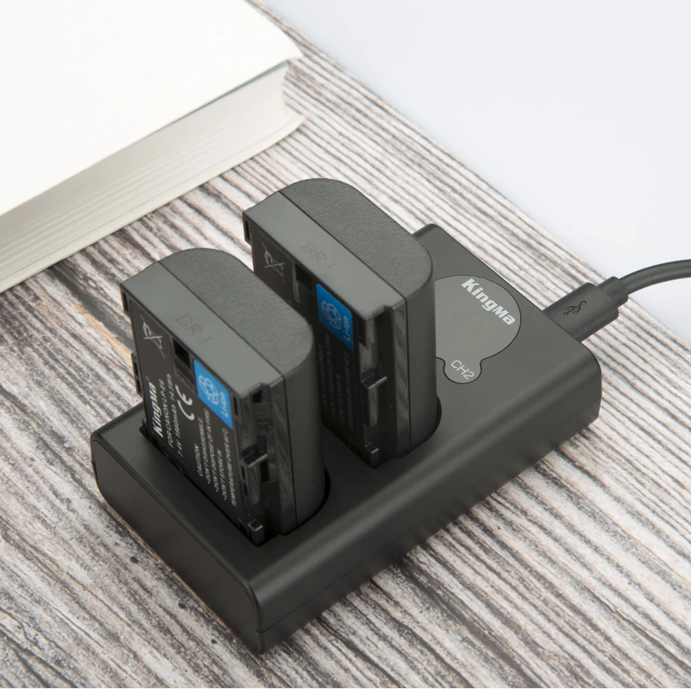KingMa LCD Dual Charger for Li-ion Batteries Portable Battery Charger for Canon LP-E6 Battery
