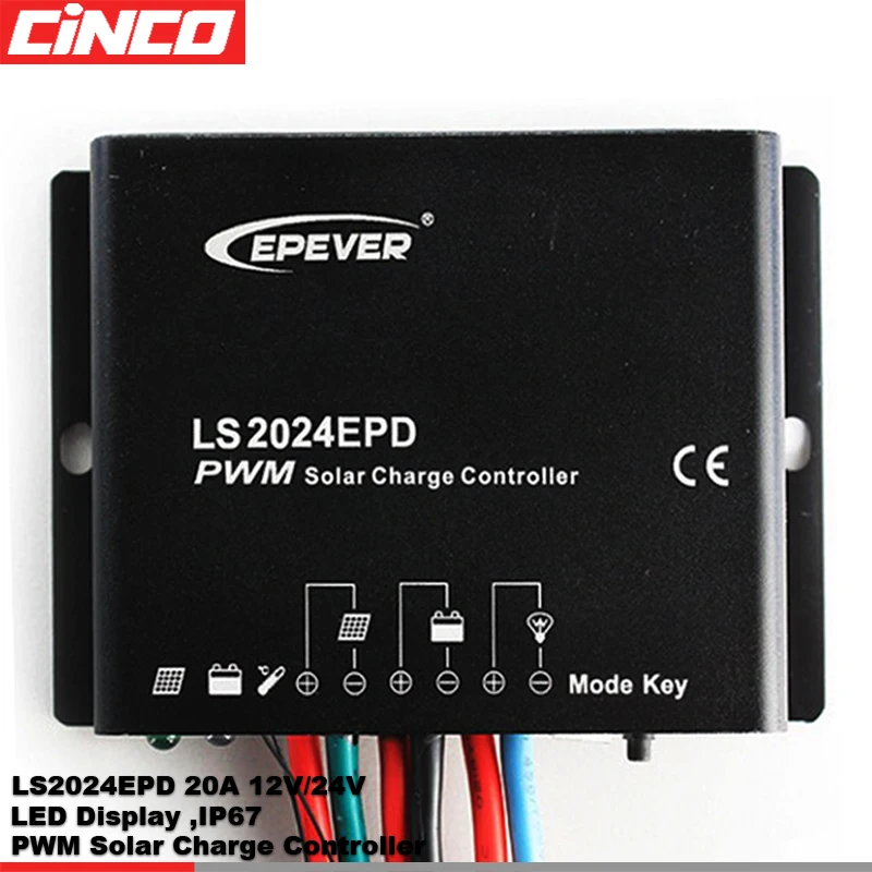 EPEVER LS2024EPD 12V24V waterproof Solar Controller 20 AMPS waterproof solar lighting controller