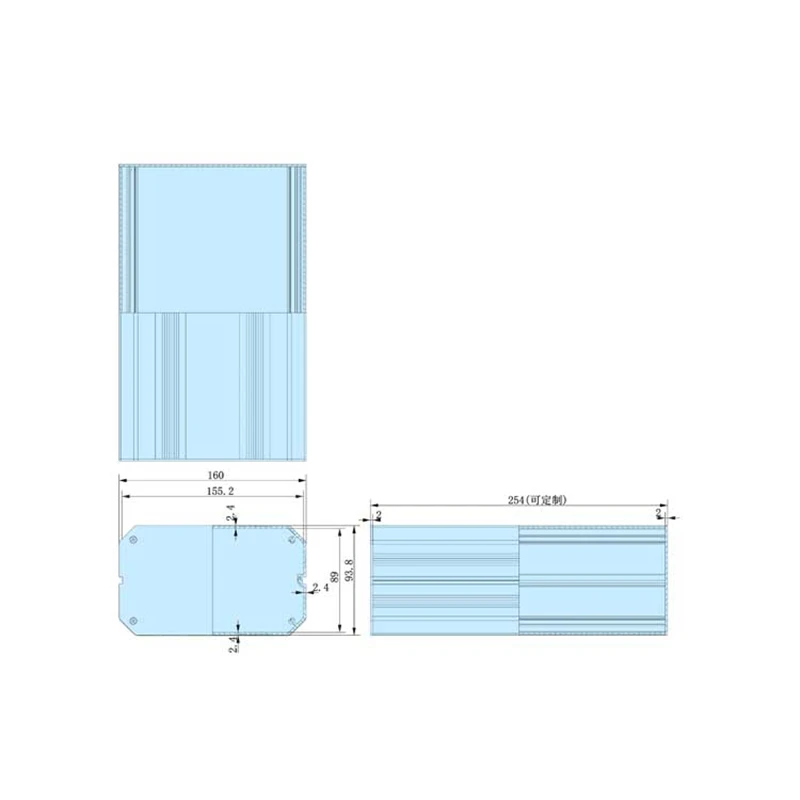 160x94-L aluminium casing sheet metal box manufacturer panel box pcb case
