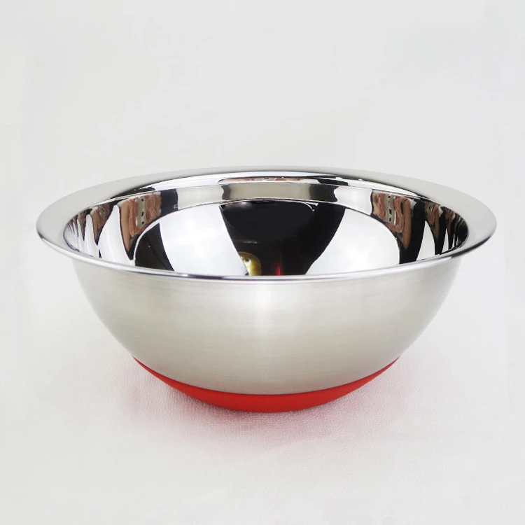 
Stainless steel multifunction deep salad mixing/ bowls set with silicone bottom 