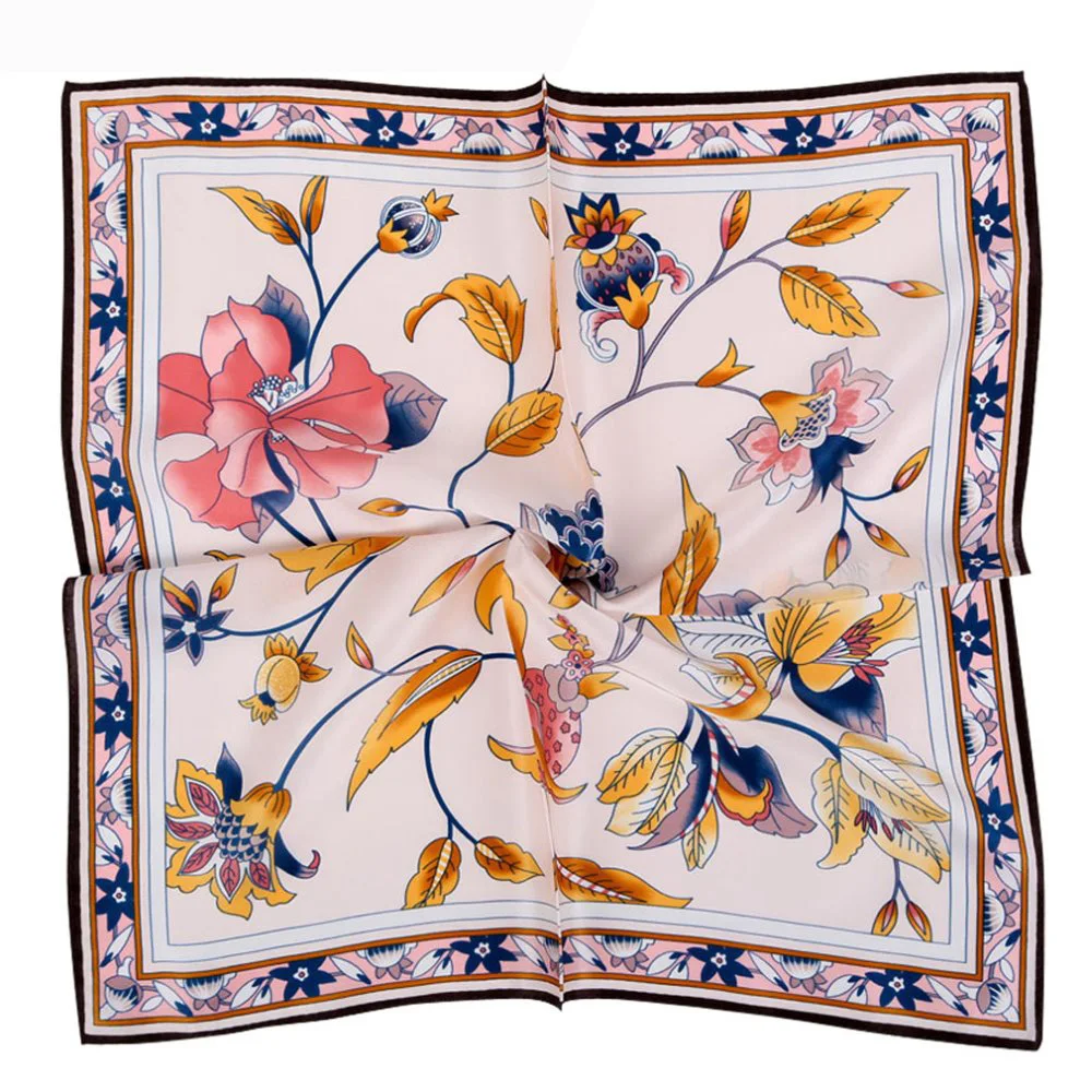 2018 China Supplier Wholesale Fashion 100 Satin Silk Square Scarf, Satin Printed Colorful 100% Silk Scarf