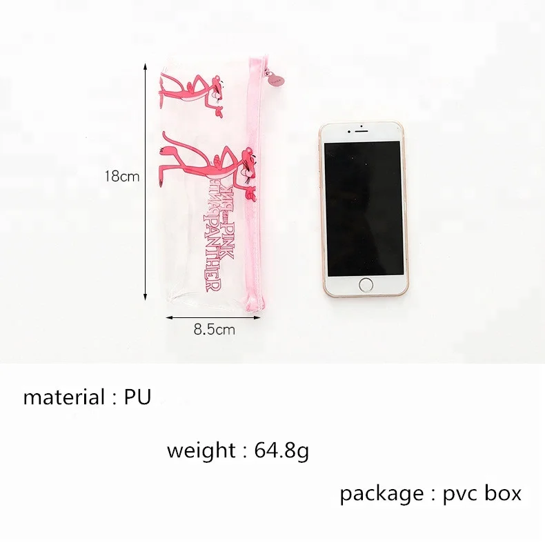 
Girl heart cute cartoon leopard transparent silicone pencil case student small fresh literary zipper pencil bag 