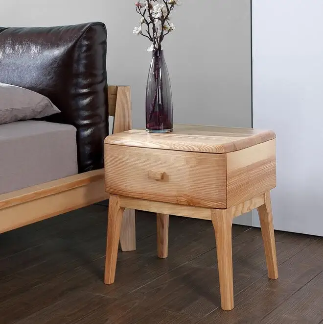 2019 Hot Sale Solid Wood Antique Nature Nordic Queen Size Hotel Bed