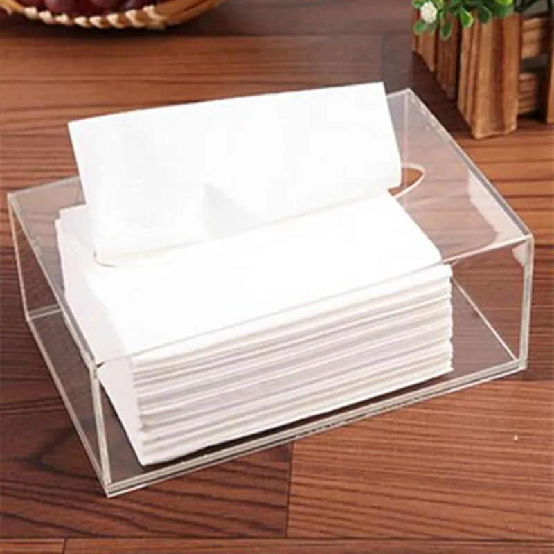1set Christmas Gift Black Top Grade Acrylic Tissue Box Home Decor Rectangle napkin holder car tissue box cover servilletero caja
