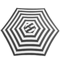 Courtyard Garden Table Black And White Striped Wood Patio Umbrella WIth Tassel
