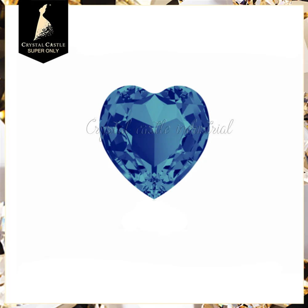 Crystal Castle jewelry making sparkle 4827 heart shaped clear white foil back sew on pointed back rhinestones wholesale gemstone