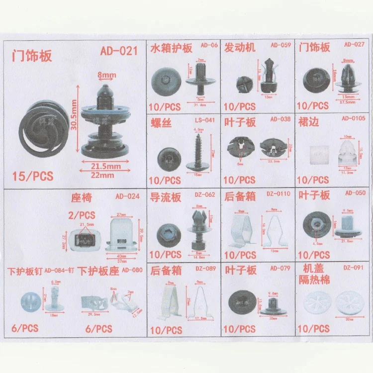 Fastener/clips/plastic screws for SEAT Alhambra/Altea/Freetrack/Arona/Arosa/Ateca/Cordoba/Exeo/Ibiza/Inca/Leon