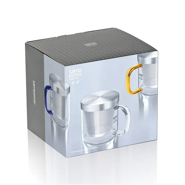 SAMADOYO 350ML Fancy Clear Glass Teacup Infuser Glass Tea Mugs With Handlebar For Office Use