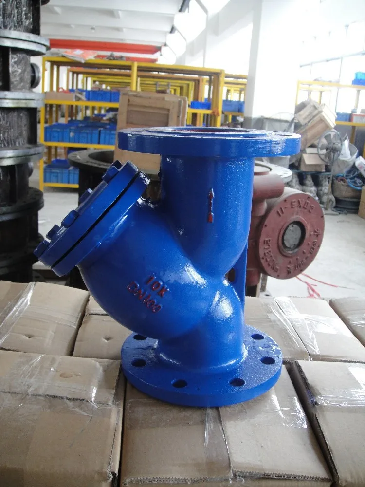 JIS 10K flanged Y Strainer with stainless steel filter ductile iron body face to face DIN3202 F1 size DN50-DN600