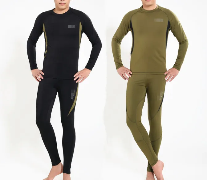 Tactical fleece thermal underwear men sweat quick drying thermo underwear mens breathable elasticity  Long Johns tops pants set