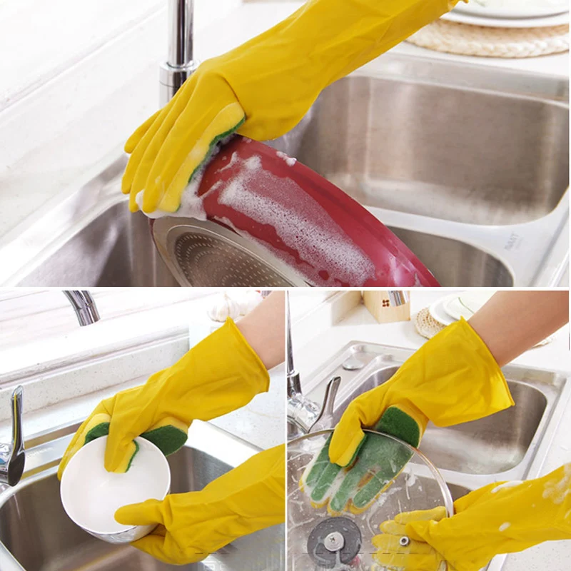 1 Pair Creative Home Washing Cleaning Gloves Garden Kitchen Dish Sponge Fingers Rubber Household Cleaning Gloves for Dishwashing