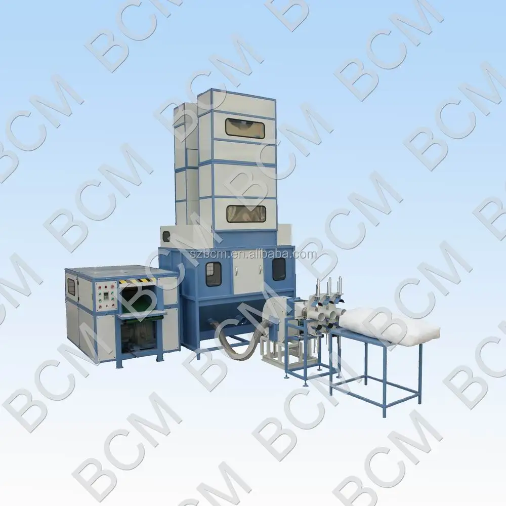 a machine to fill sofa sit cushions with feathers & foam pieces and fiber mix (made in china)