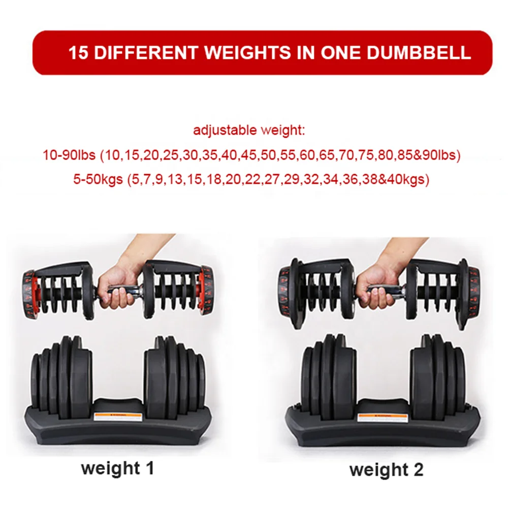 Hot selling Weight Lifting Fitness Automatic 40kg dumbbell adjustable set For Gym Training