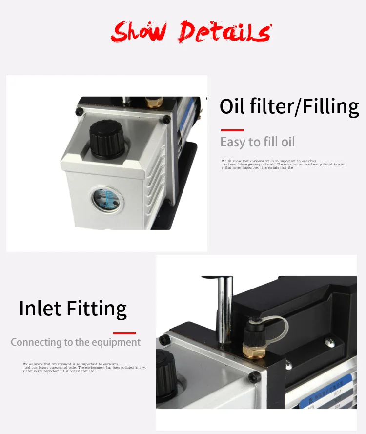 Dual stage vacuum pump 5CFM/7CFM/12CFM 220V