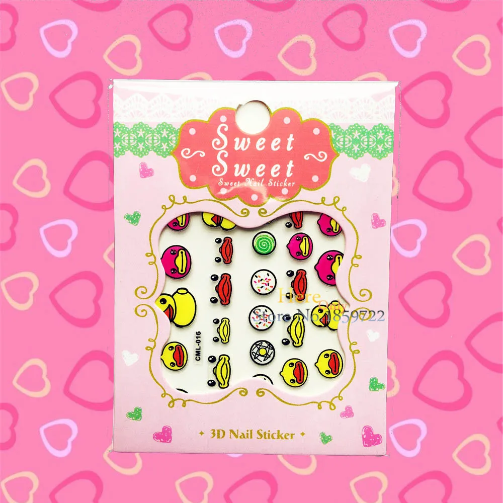1PC 3D Diy Yellow Little Dark Designs Cartoon Nail Stickers HCML 016 Water Transfer Children Nail