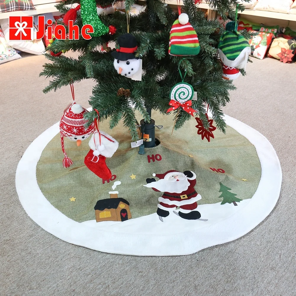Red snowman linen tree skirt personalised christmas decorations