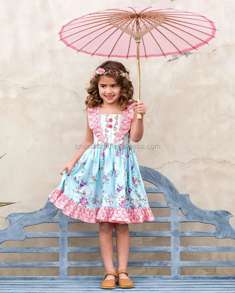 newly fashion spring eyelet floral dress pretty kids frock design one piece dress