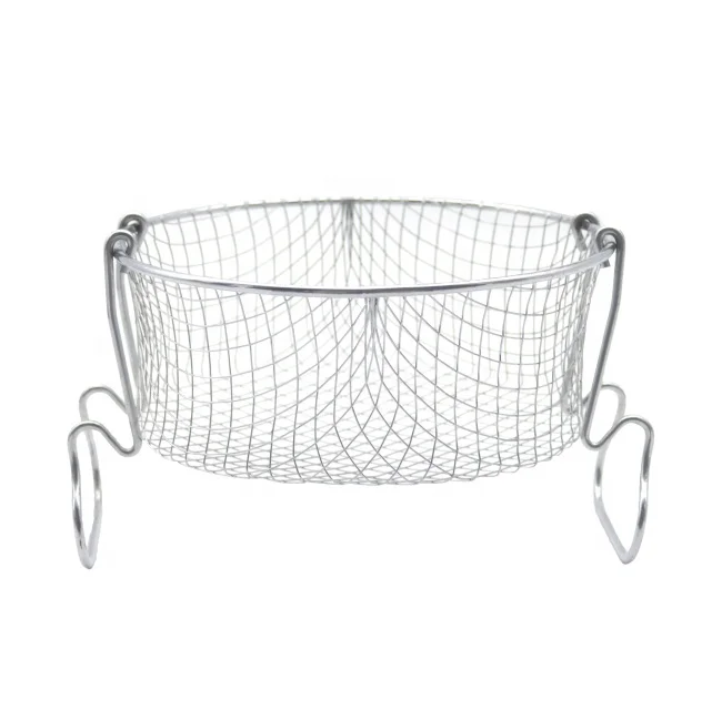 Food Grade Fry Mesh Basket Steam Strainer Collapsible Handle Cooking Net Mesh Basket Strainer Colander