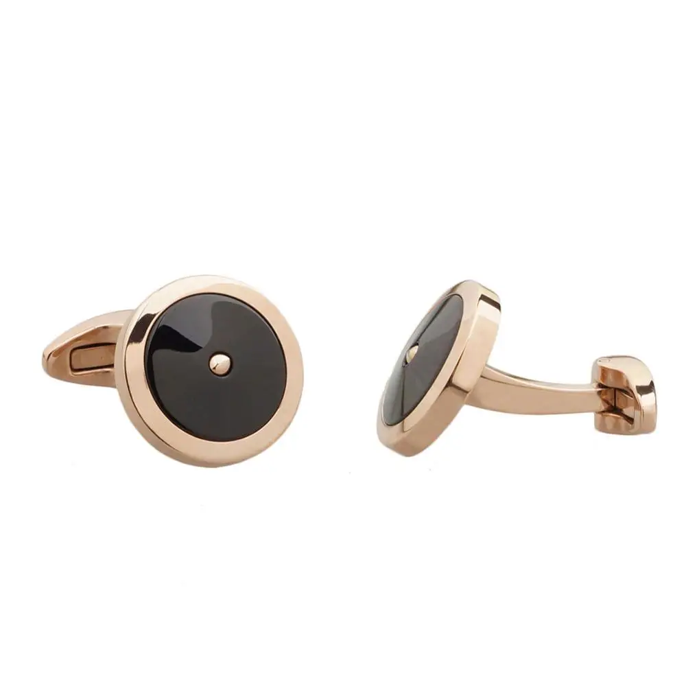 
Luxury Black Metal Patch Stainless Steel Cufflinks for Business Gift 