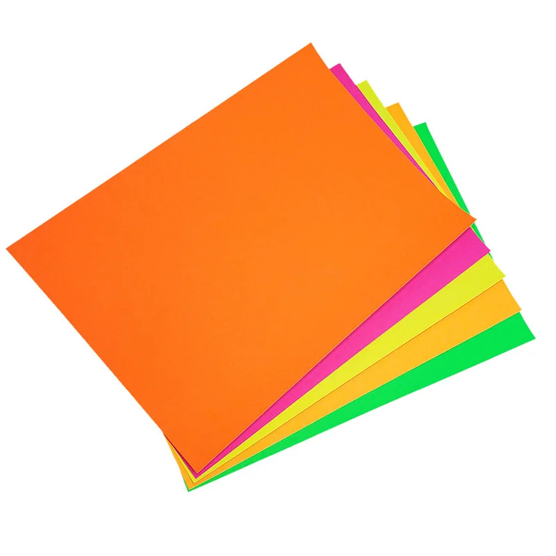 Пользовательская оптовая продажа Размер A4 самоклеящаяся флуоресцентная цветная наклейка бумага для лазерного и струйного принтера