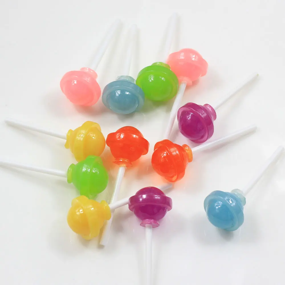 20*60MM Round Lollipops Dollhouse Food Miniatures Sweet Candies Round Candy Ball Lollipop Toys Resin Slime Charms Lollypop
