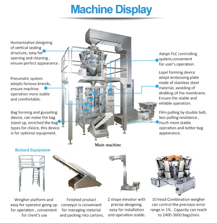Stainless Steel Pizza Snack Biscuit Cookie Automatic Food Pouch Multi-Function Packaging Machines