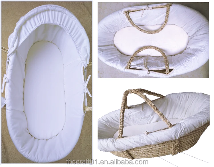 Wholesale Handmade Maize Corn Husk Portable Carry Baby Moses Basket