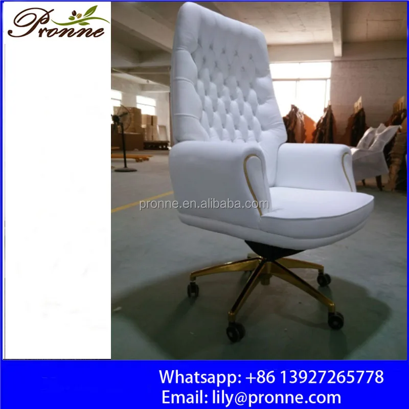 Most popular new stylish nail salon white&gold adjustable swivel spa customer computer chair